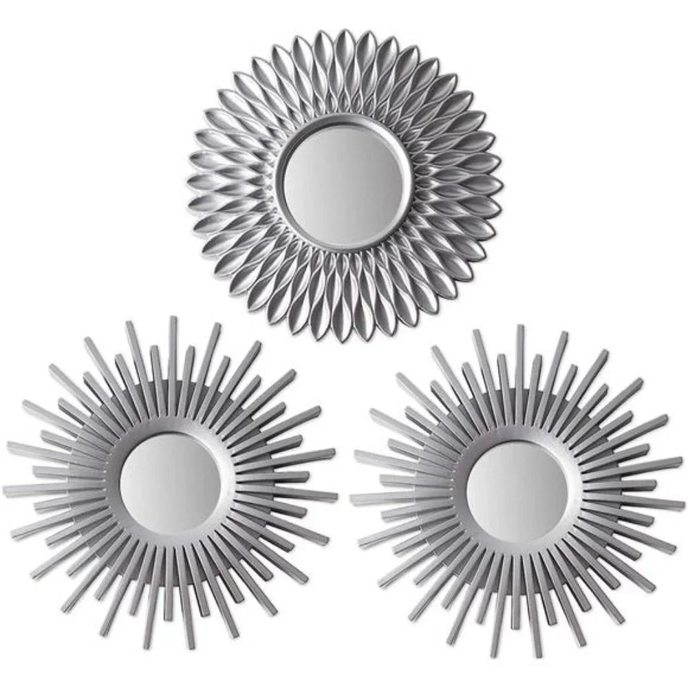 Wall Mirrors Pack of 3 Silver Mirrors for Living Room, Home Decor for Bedroom
